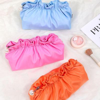 Elegant Pleated Pearl Cosmetic Bag - Spacious, Premium-Quality Women's Toiletry and Storage Bag, Single Piece Delivery