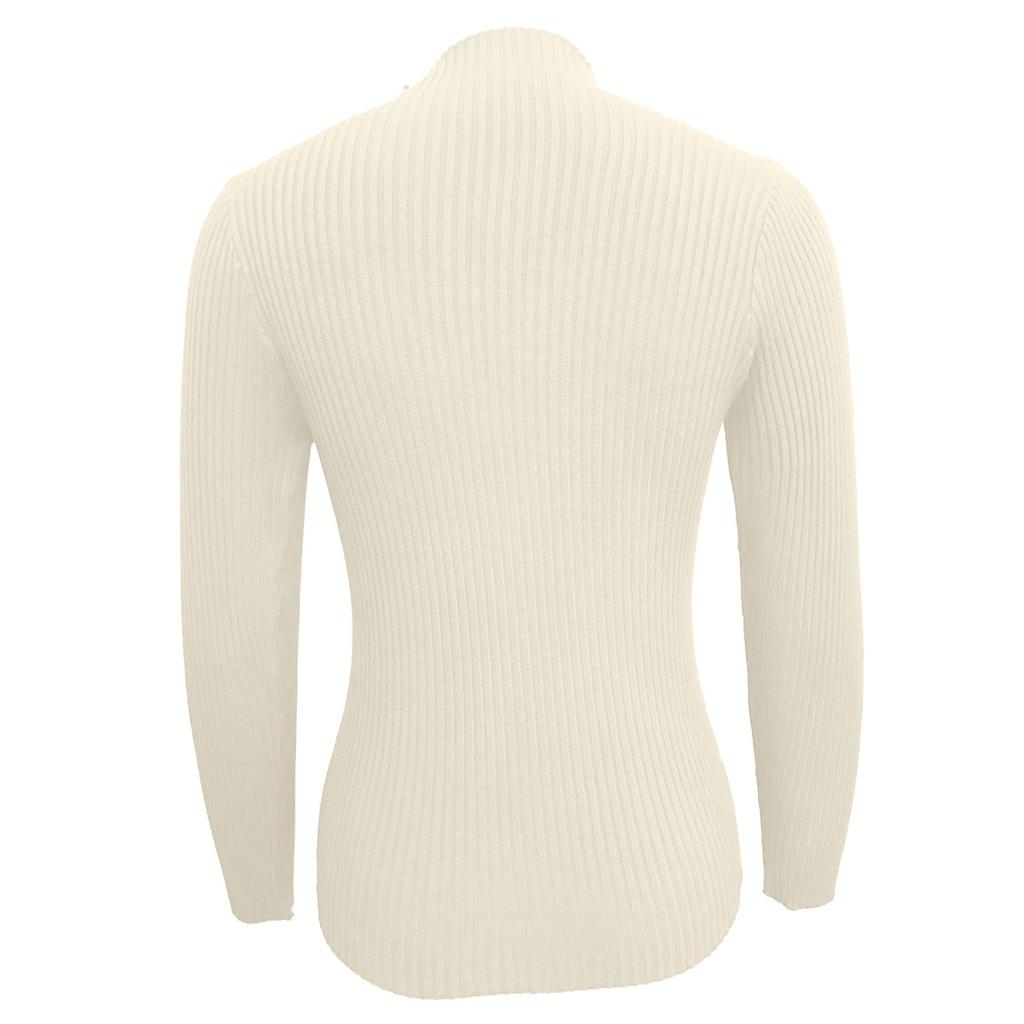 Women's Casual Solid Color Slim Button Knit Sweater Long Sleeved Base Sweater Sweater