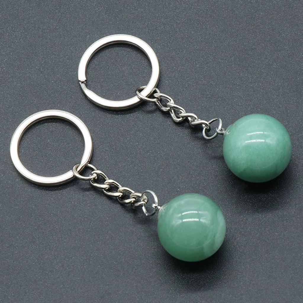 1pc Natural Crystal Stone Keychain Pendant Agate Ball Crystal KeyChain Handbag Decor Motorcycle Keychains Key Ring Holder KTJ