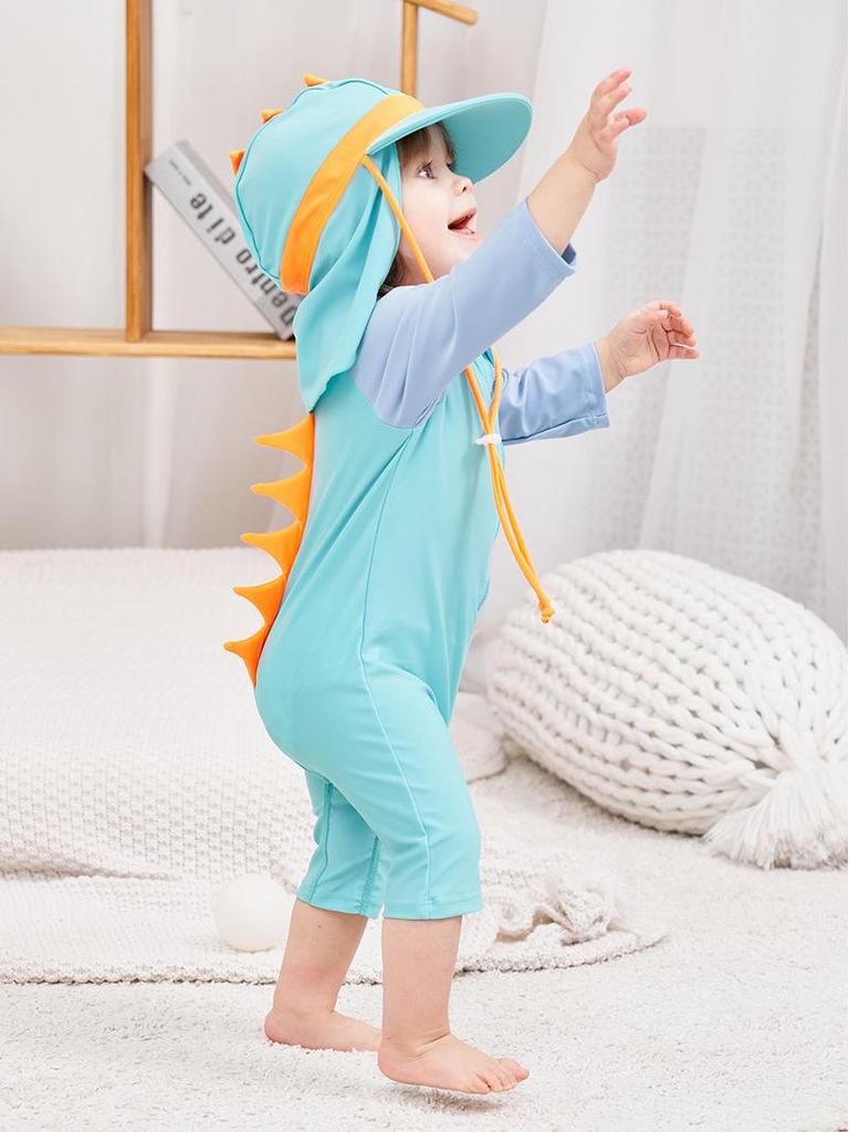 Kids' One-Piece Dinosaur Swimsuit with Sun Protection, Ages 0-7