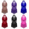 Kids Glittery Rhinestones Leotard Ruched Mesh Drapes with Tassel for Latin Dance