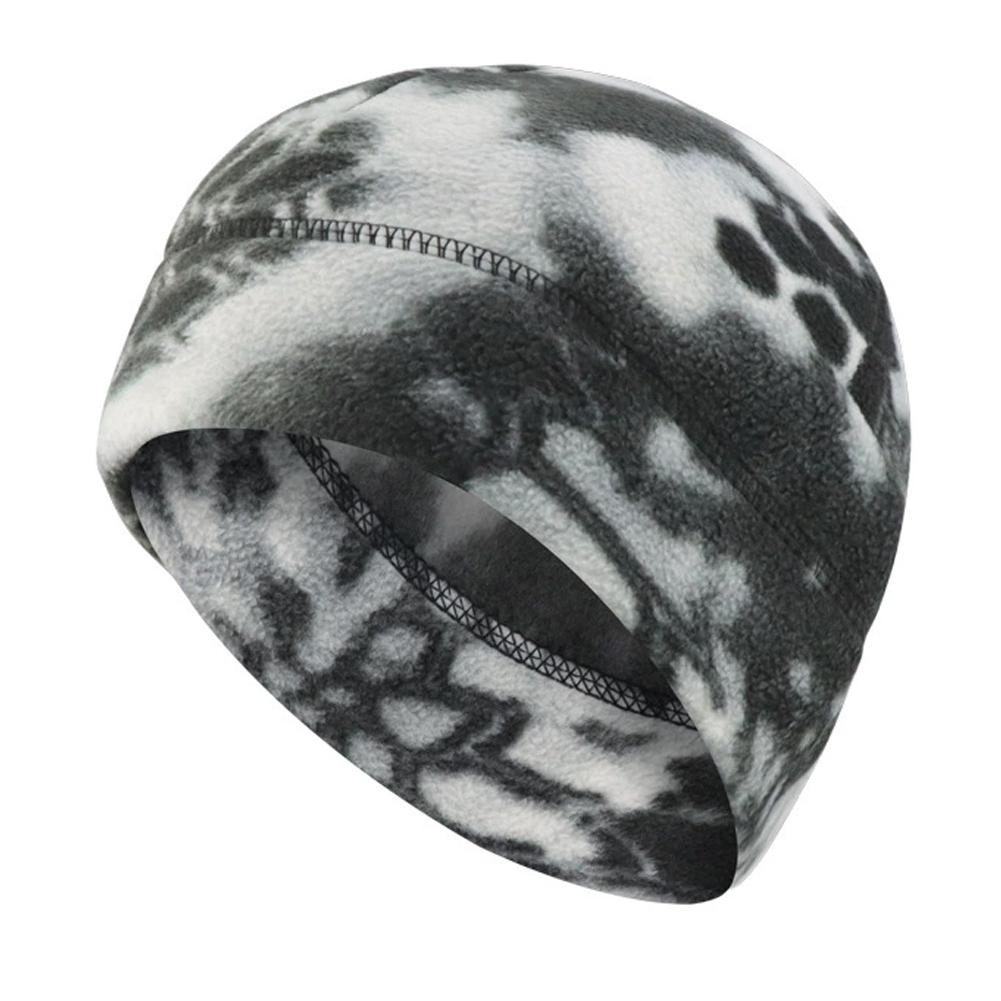 Reversible Windproof Fleece Beanie Hats Mens Winter Skull Cap Camouflage Thick Beanie Unisex Stretchy Cuffed Beanie with Fleece