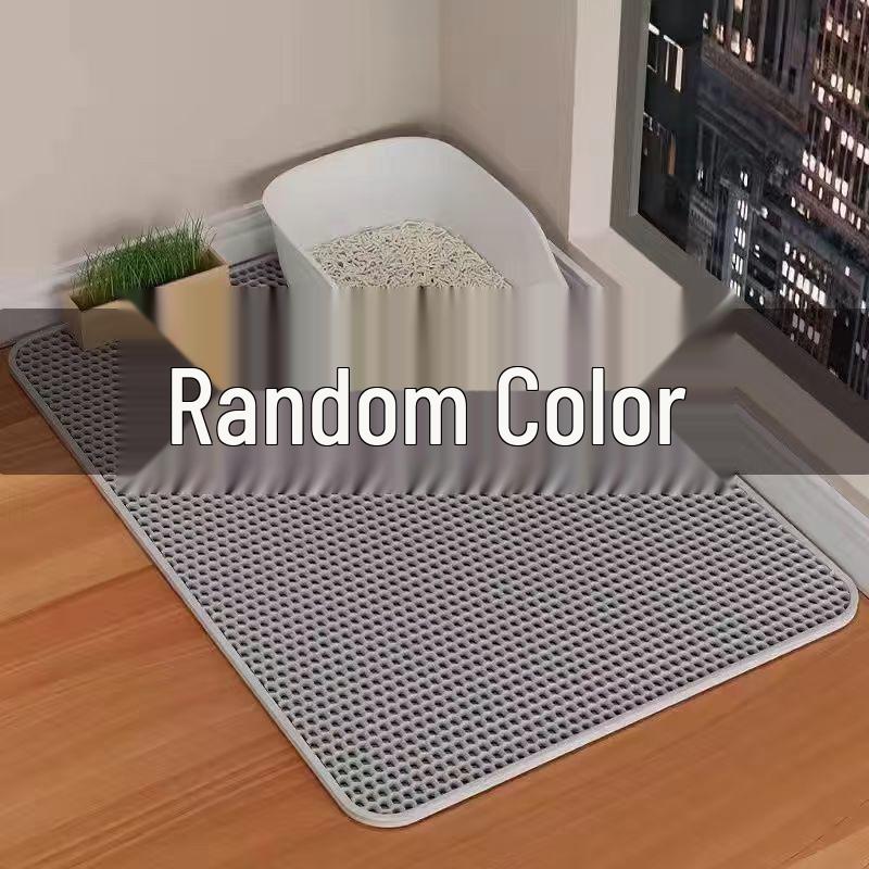 Double Layer Leak-Proof Cat Litter Mat - Splash & Carry-Out Prevention with Hollowed Filter Design