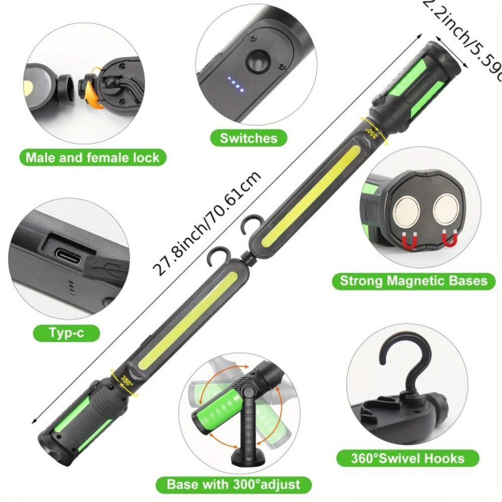 2400LM LED Mechanic LED Work Light Magnetic Base COB Charging Light  Multifunctional Work