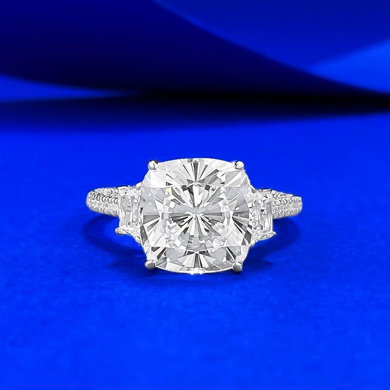 

Wind High Carbon Diamond Pad Ring Whole Body 10 * 10 White Diamond Wind Simple Women S Ring Ring No. 9