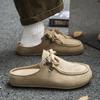 Fabric Men Mules Open Back Loafers Slippers, Wide Toe Casual Half Shoes  Summer Backless Slide Sandals Flat Sneakers For Men