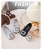 Women's French-Style Square Toe Ballet Flats, Rhinestone Slip-Ons for Spring/Summer 2025, Soft Sole Skirt Shoes