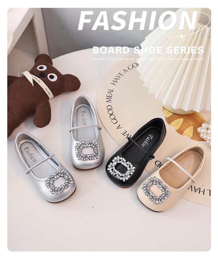 Women's French-Style Square Toe Ballet Flats, Rhinestone Slip-Ons for Spring/Summer 2025, Soft Sole Skirt Shoes