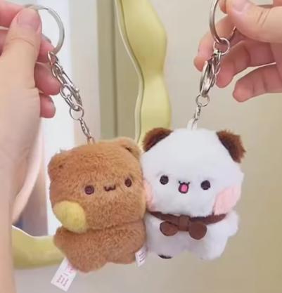 Neuer Panda Bubu und Yier Plüschanhänger Puppen Niedliche Cartoon Panda Bär Puppe Schlüsselanhänger Rucksackanhänger Partnergeschenke brown