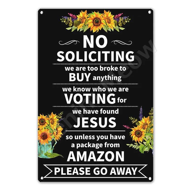 No Soliciting Funny Metal Sign for House Office Shop Decor Please Do Not Knock Or Ring Doorbell Warning Sign Halloween Decor