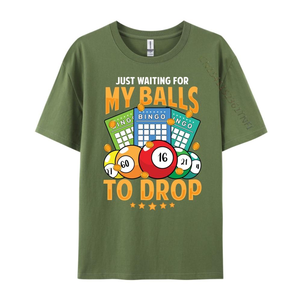 Waiting For My Balls To Drop Bingo Player Grandma Mens Graphic Tshirts Funny T Shirts Cool Fashion Tees