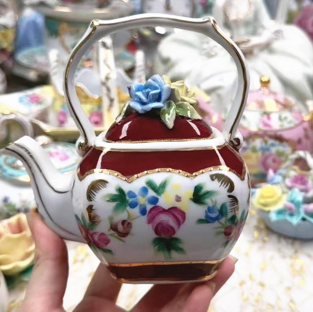 Ceramics Flower Jewelry Storage Box Vase Teapot Flower Basket Jewelry Case Storage Jewelry Organizer Display Home Decor Ornament