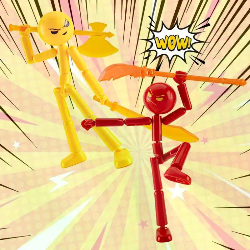 1 Set Novelty Action Figure Stickman Assembled Robot Movable 3D Printing Mannequin Multi-Jointed Stickman Toy