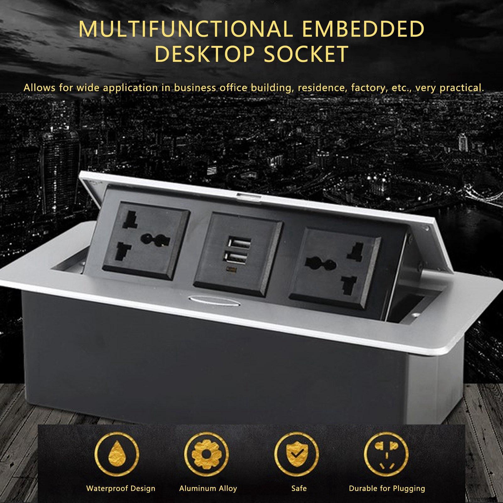 

Desk Connection Box Table Up Socket Dual USB Power Outlet Strip Hub Connection Box 250V J29 for Home Table USB Socket чорний