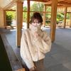 Winter stand-up collar lapel thickened fluffy environmentally friendly flower fox mink small short high-end fur integrated jacket women