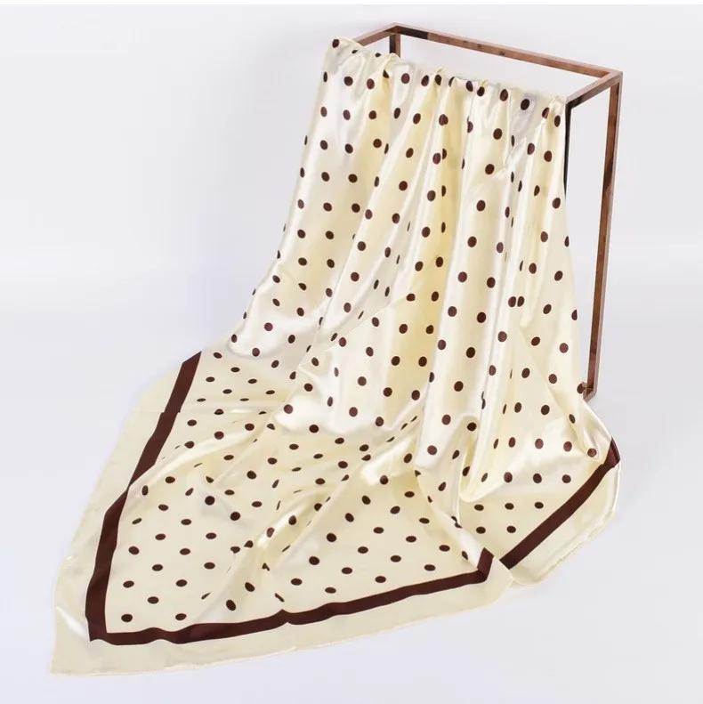 Head Scarf Women Luxury  90X90Cm Silk Square Scarf Satin Bandana Cheveux Soft Neckerchief Hijab Hair Scarves For Ladies
