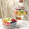 Divided Picnic Fruit Preservation Tray Foldable Handle Living Room Serving Tray  Outdoor