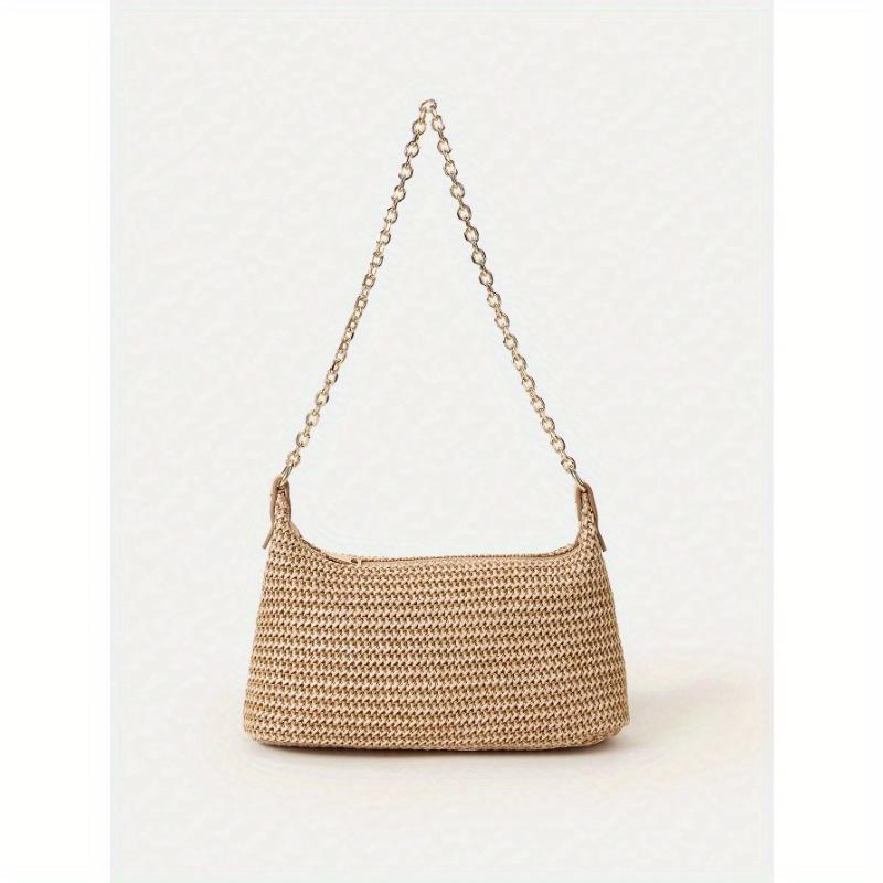 New Arrival Fashionable Bohemian Style Woven Rattan Bag with Chain Strap, Shoulder Bag, Suitable for Daily Casual, Vacation, Shopping