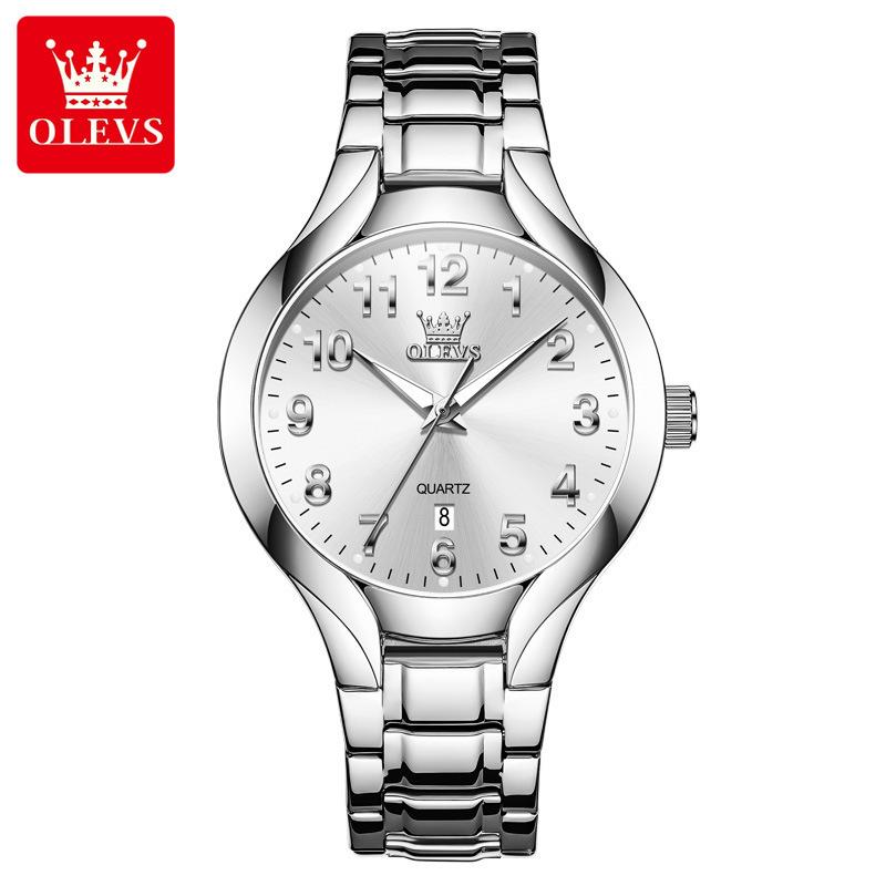 OLEVS Original Brand Luxury Quartz Watch for Men Gold Stainless Steel Strap Waterproof Luminous Auto Date Fashion Wristwatch Men