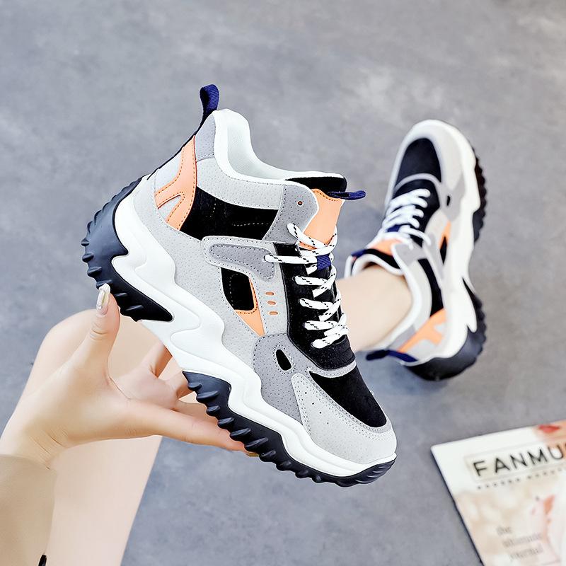 2025 autumn new Korean version of dad and girls shoes ins tide lace-up platform student sports and leisure shoes increase