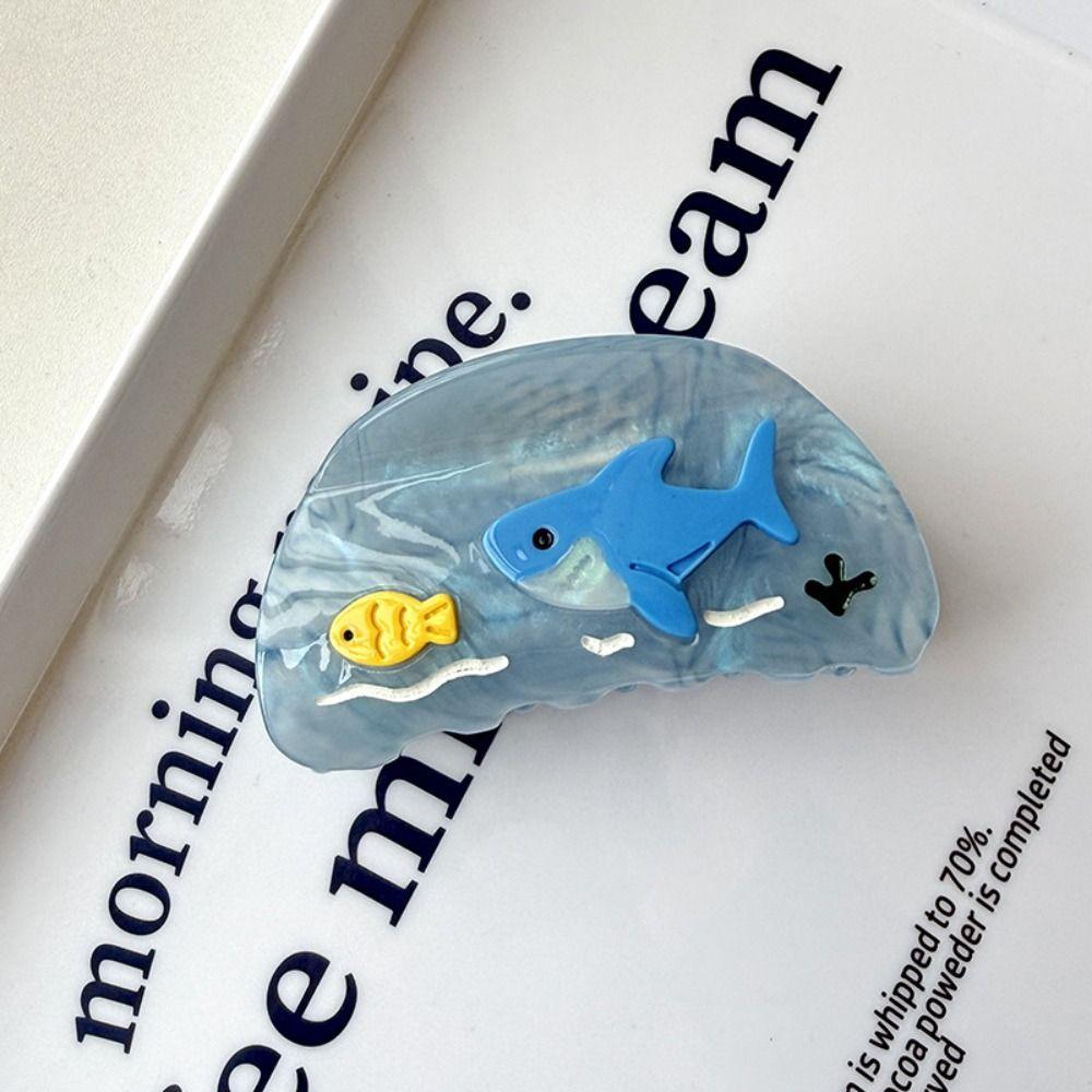 Cartoon Ocean Style Fish Hair Claw Starfish Fish Shape Grab Clip Acetate Shark Clip Headwear