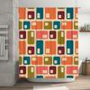 Modern Rectangular Pattern Shower Curtain Set For Bathroom Decor Multicolor