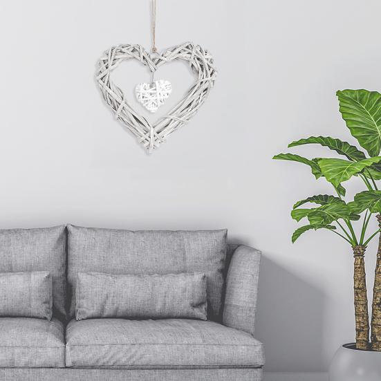 Heart Pendant Chic DIY Rattan Nordic Style Romantic Woven Pendant Ornament for Wedding