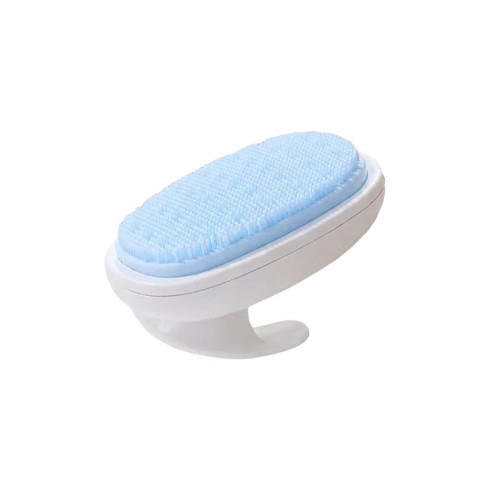 Long Handle Body Cleansing Tool Soft Bristle Bath Back Scrubber Silicone Shower Brush Shower Time Blue