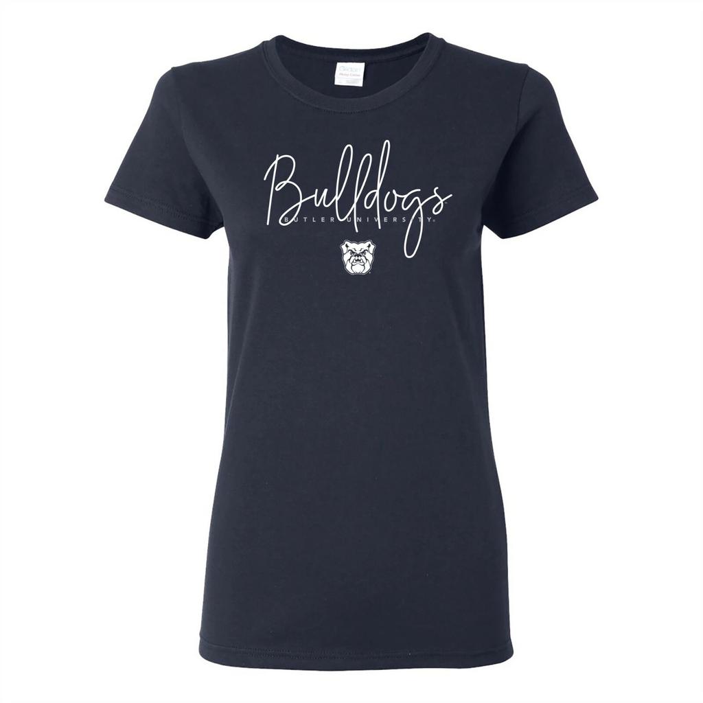 Butler Bulldogs Thin Script Womens T-Shirt - Navy