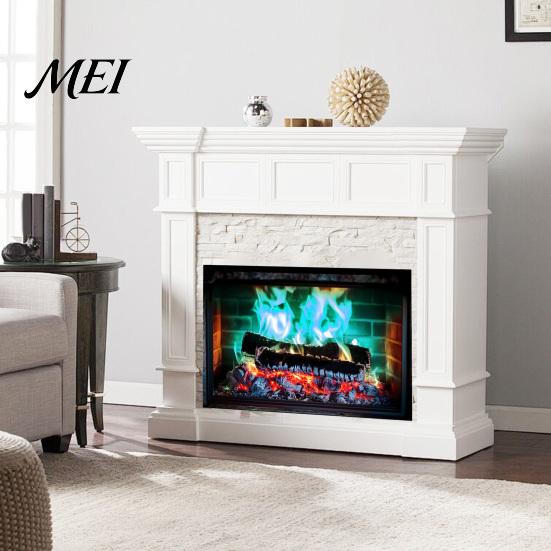 Decorative Glass Cover Fireplace Flame Wall Decal, Vintage European Background Sticker, Self-Adhesive Indoor Outdoor Art Waterproof Mural for