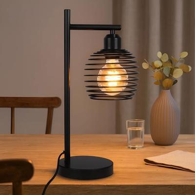 NETTLIFE Black Industrial Table Lamp – Retro Metal Design, E27 Socket, Warm Lighting for Bedroom, Living Room and Office