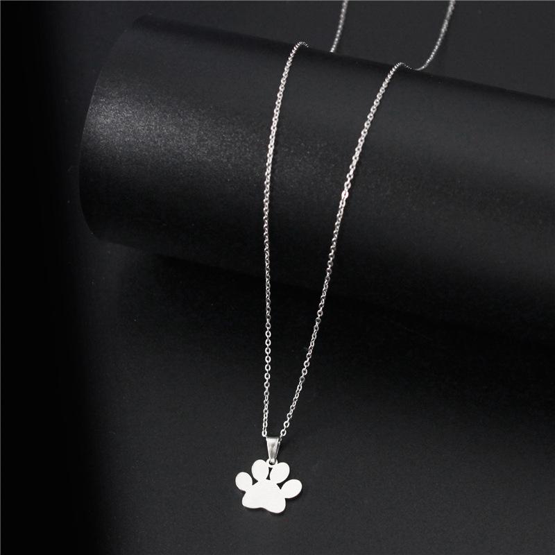 Stainless Steel Trendy Cute Bear Paw Dog Cat Claw Necklace Animal Footprint Necklaces for Women Love Jewelry Pet Lovers Gift