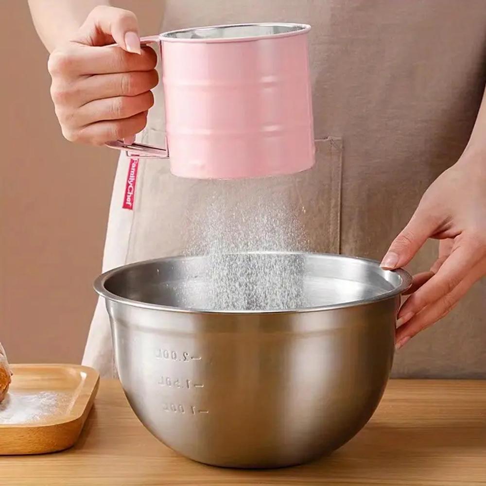 Stainless Steel Flours Sieve Cup With Handle Rust-Proof Powder Mesh Sifter For Chocolate Powder