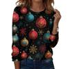 Women's Fashion Casual H Printed V-Neck Long Sleeve Decorative Button T-Shirt Tops