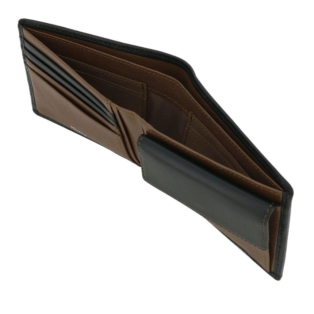 Helena Calm 6483 Bifold Genuine Sheepskin Women's Wallet, Leather, Leather, [01] Black/Khaki