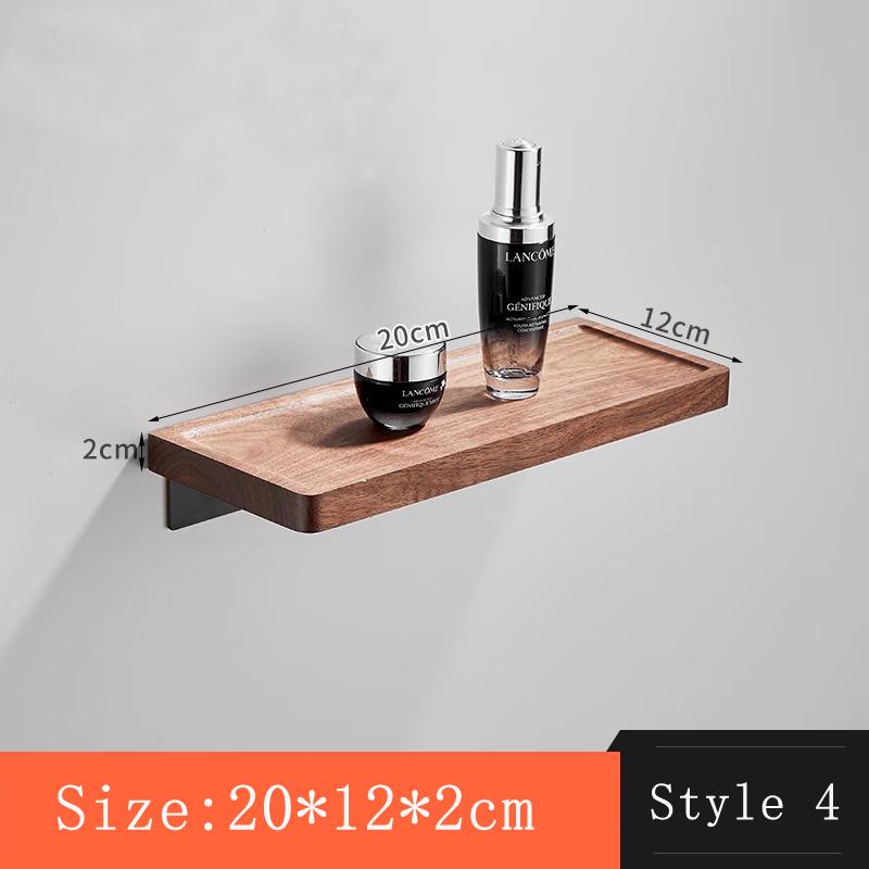 HeMu No Punch-free Walnut Wall One-piece Mirror Front Desk Storage Rack Bathroom Storage Rack Wall Wall Hanging Rack