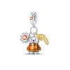 S925 Silver Autumn Maple Leaf Owl Squirrel Beaded Bracelet DIY Charm Pendant Jewelry Making Accessories