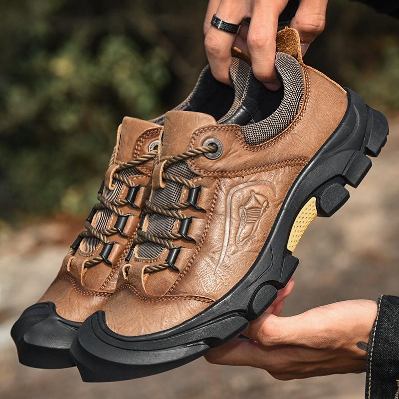

Новинка осени и зимы 2024 года, мужские альпинистские ботинки для активного отдыха, повседневная дышащая дорожная мужская обувь из цельной натуральной кожи первого слоя 45 хаки