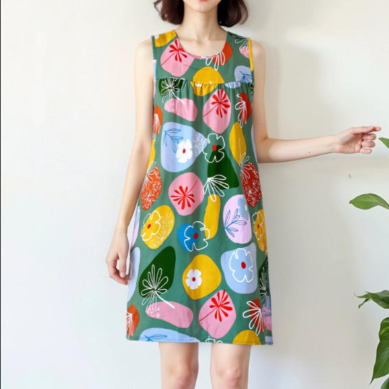 Summer Middle-Aged and Elderly Cotton Silk Nightgowns Pajamas Women's Dresses Large Size Mother's Casual Nightgowns Homewear