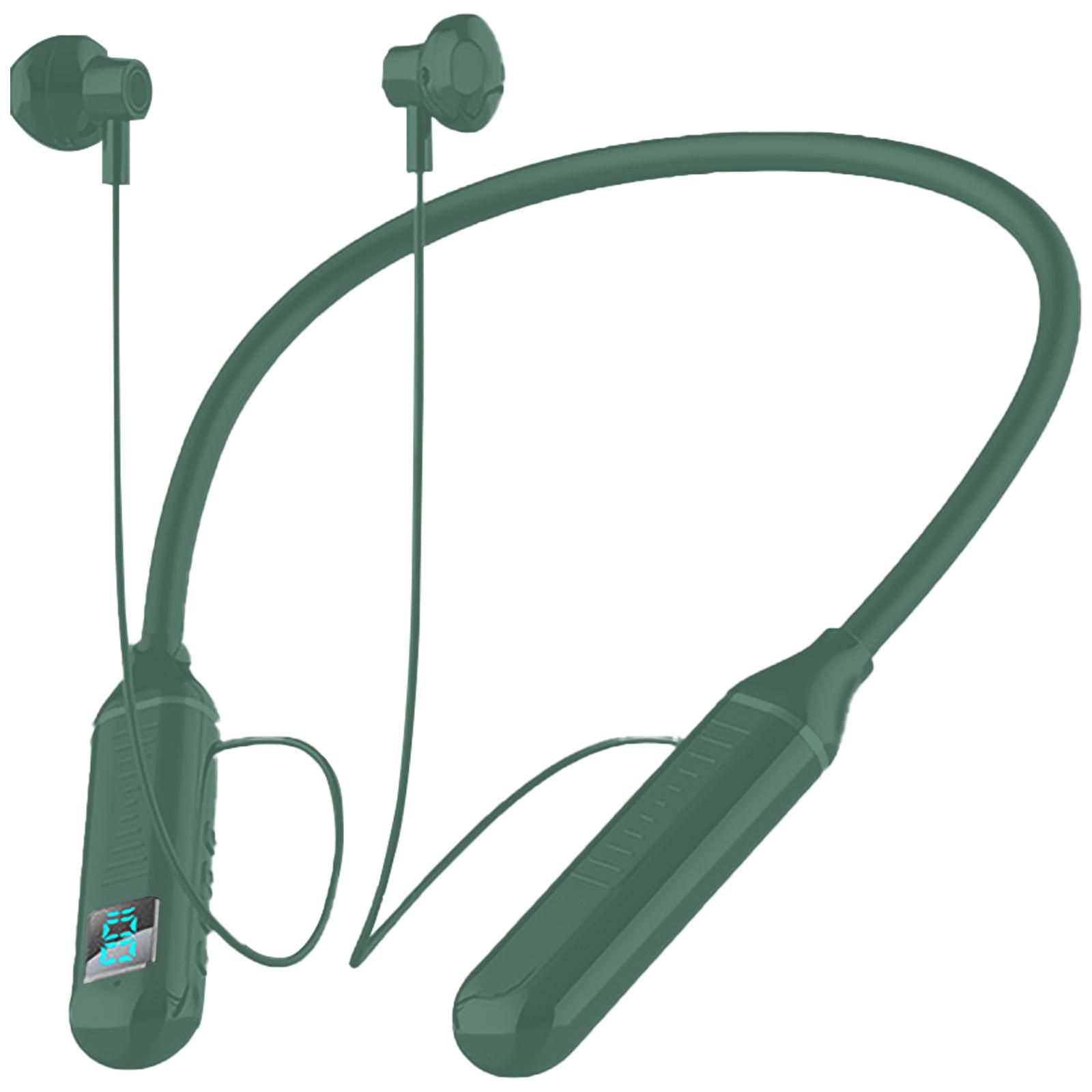 

Наушники-вкладыши с шейным ободом, совместимые с Bluetooth, наушники-хомут на шею 200 часов с микрофоном, беспроводные наушники, шумоизоляция зелёный