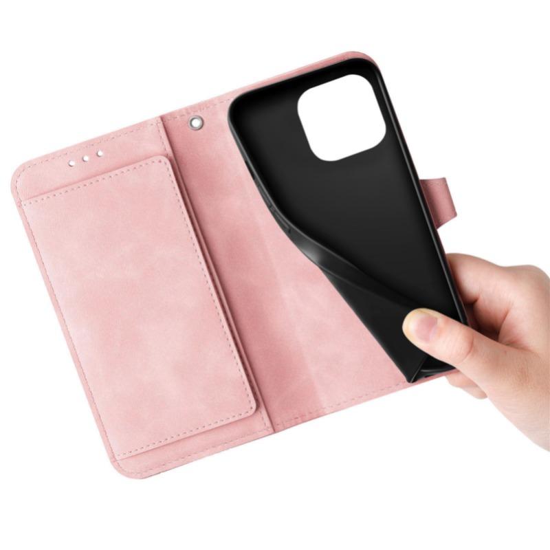 Zipper Wallet Flip Leather Phone Case for IPhone 17 Air 16 15 Samsung S25 S24, with Card Holder Wrist Strap Stand Embossed Shockproof Cover