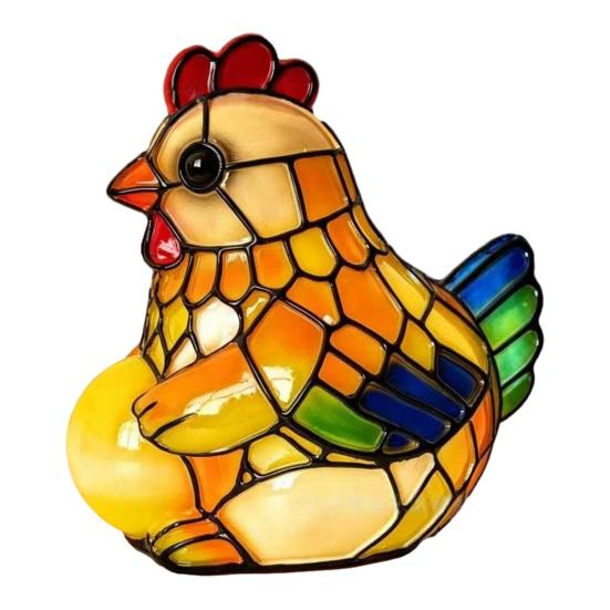 Yousheng Animal Table Lamp, Colored Glass Chicken Squirrel Monkey Mouse Horse Cattle Night Light, Warm Light Bedside Lamp for Bedroom Living Room