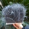 1M Natural Ostrich Feathers Trim White Clothing Sewing Ribbon 8-10cm Feather Fringe for Wedding Party Decoration Crafts Plumes