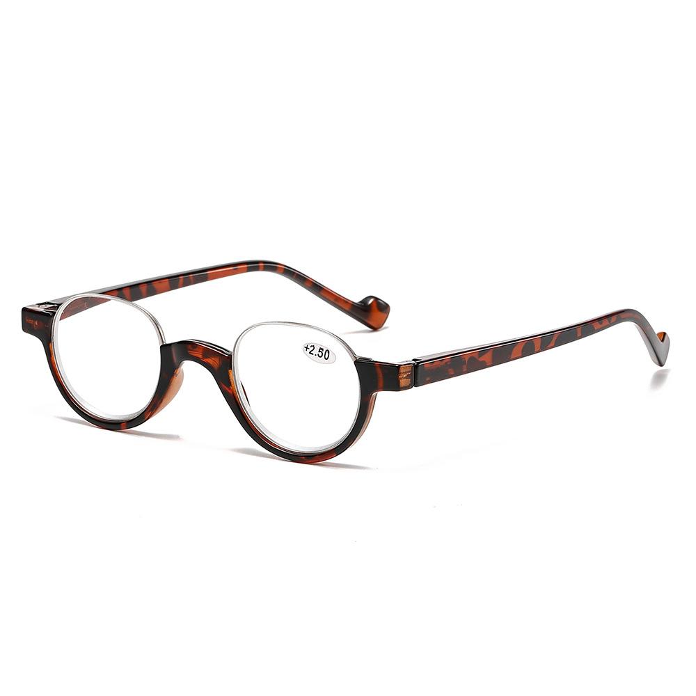 Fashion Half-Frame Reading Glasses Women'S Anti-Blue Reading Glasses Round Reading Glasses