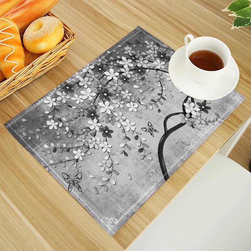 Motivi 3D Cvijetno Placemat Linen Fabric Table Mats Family Dinner Tableware Kitchen Table Mat 30X45cm