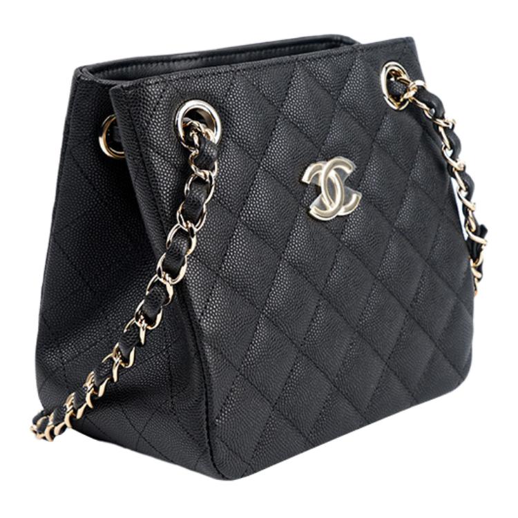 Chanel Diamond Pattern Leather Chain Shoulder Strap Caviar Grain Embossed Cowhide Hobo Bag Tote Bag Shopping Bag Messenger Bag Women'S Black