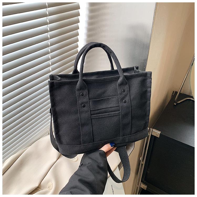 Large Capacity Bag Versatile Casual Canvas Shoulder Bag Internet Celebrity Handbag College Student Fashion Tote Bag Small Square Bag