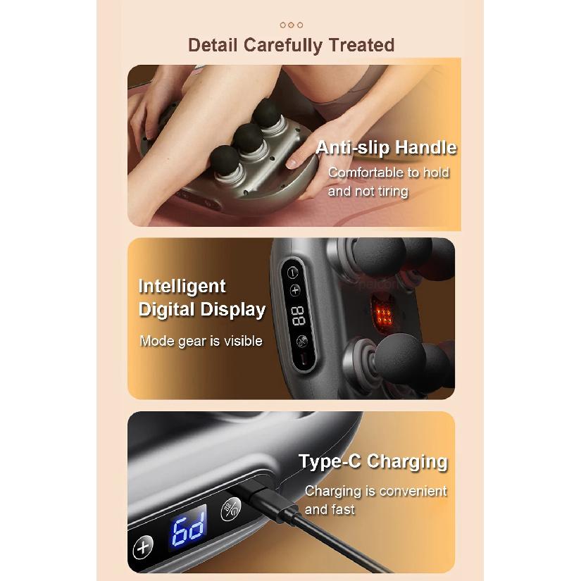 Fascia Massage Gun High Frequency Muscle Massager Gun Body Back Waist Shoulder Massage Machine 16 Heads Professional Fascia Gun