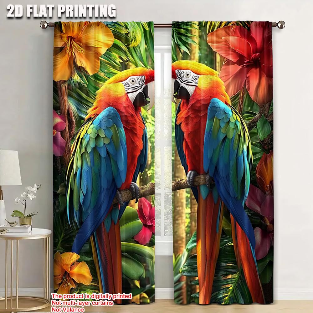 

2 шт., Сценічні штори папуга Міцна 100% поліестерова тканина, Без електрики Прикраса для сімейної вечірки Підходить для свята 52.50×116.00 CM 2pcs