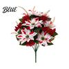 Red Petal Holiday Floral Decor Christmas Artificial Flowers, Faux Poinsettia Stems with Berries & Maintenance Free Seasonal Plants Pine Branches,